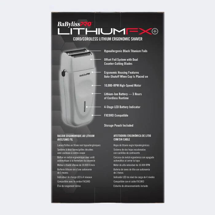 BaBylissPRO Limited Edition LithiumFX+ Lithium Ergonomic Cord/Cordless Double Foil Shaver - Grey