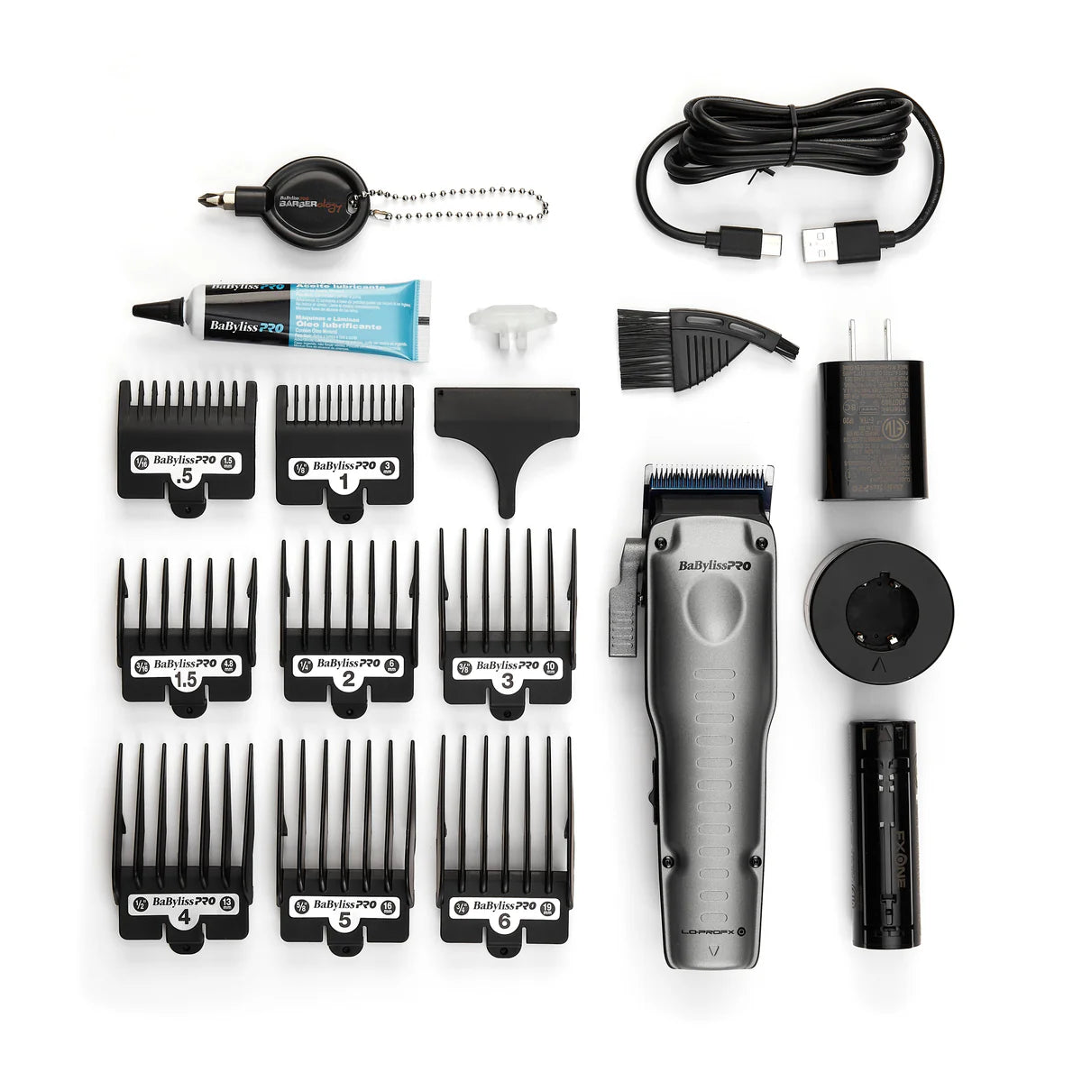 BaBylissPRO FXONE Lo-ProFX Matte Gray High Performance Low Profile Clipper w/Interchangeable Lithium Battery Pack