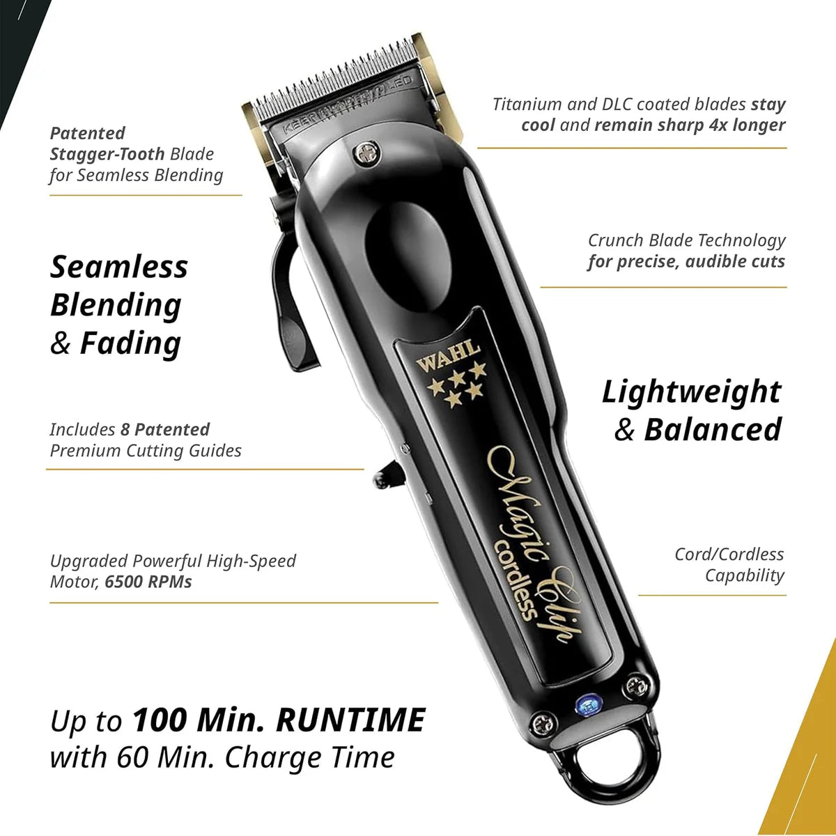 Wahl Professional 5 Star Magic Clip Cordless Clipper -Black
