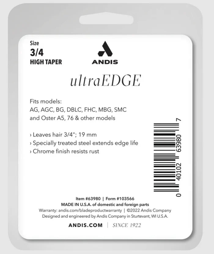 Andis Ultra Edge Detachable Finish Cut Blade - Size 3/4HT