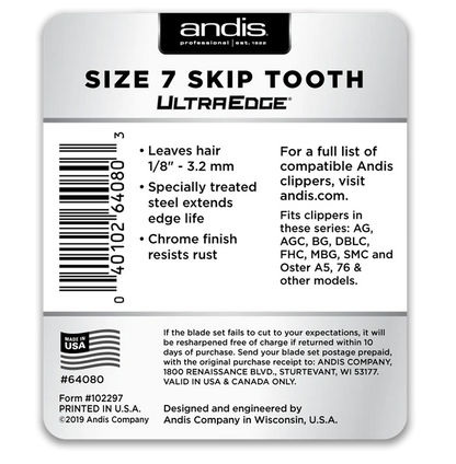 Andis Ultra Edge Detachable Skip Tooth Blade - Size 7