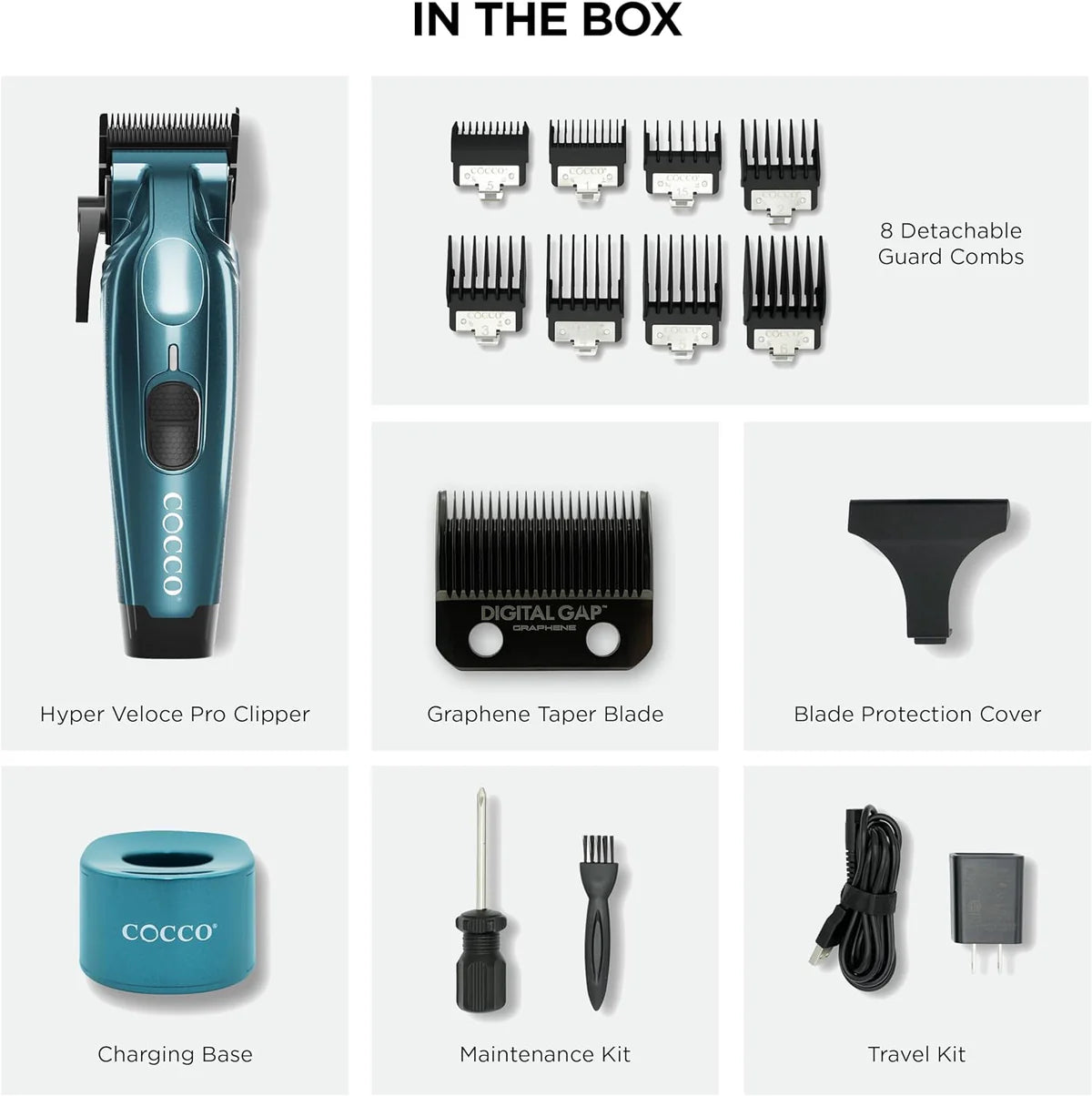 Cocco Hyper Veloce Pro Cordless Clipper w/ Digital Gap Ambassador Graphene Taper Blade