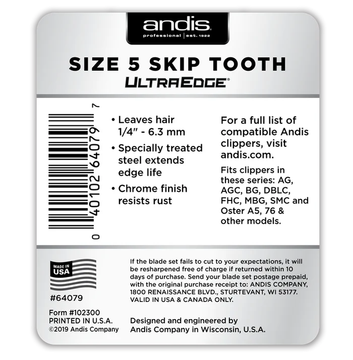 Andis UltraEdge Skip Tooth Detachable Blade - Size 5