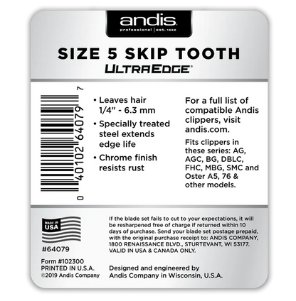 Andis UltraEdge Skip Tooth Detachable Blade - Size 5