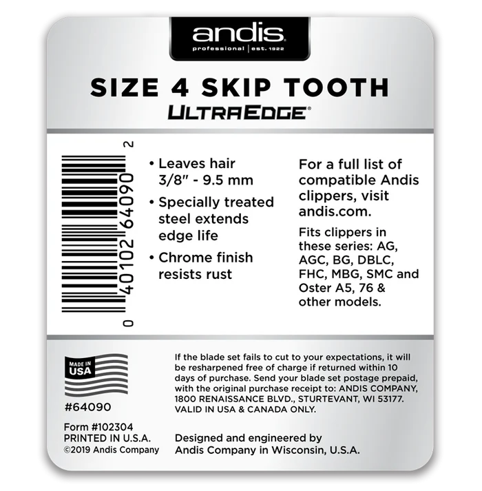 Andis Ultra Edge Detachable Skip Tooth Replacement Blade - Size 4