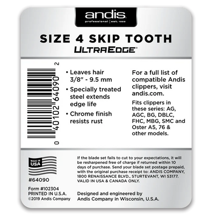 Andis Ultra Edge Detachable Skip Tooth Replacement Blade - Size 4