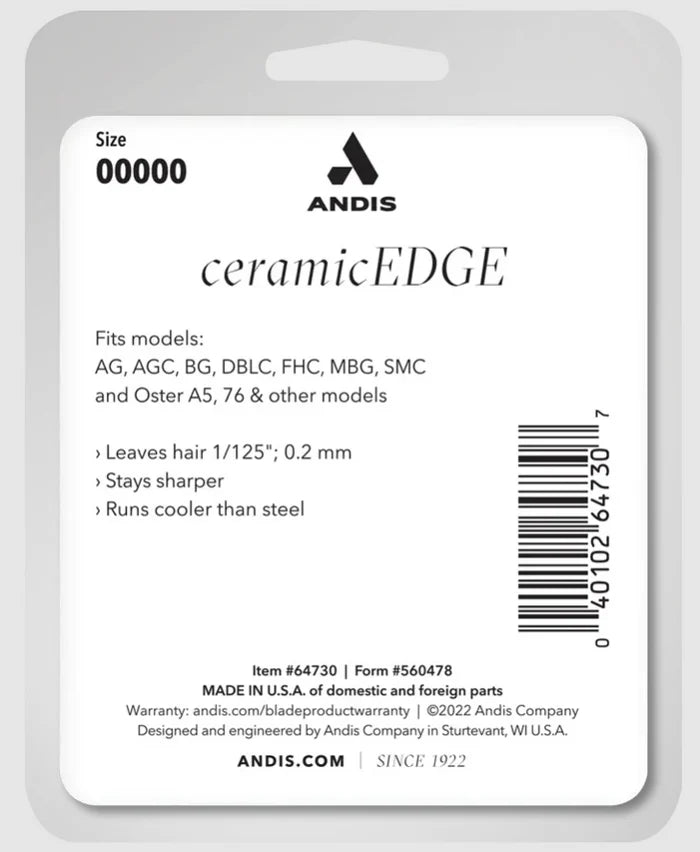 Andis Ceramic Edge Close Cutting Detachable Blade - Size 00000